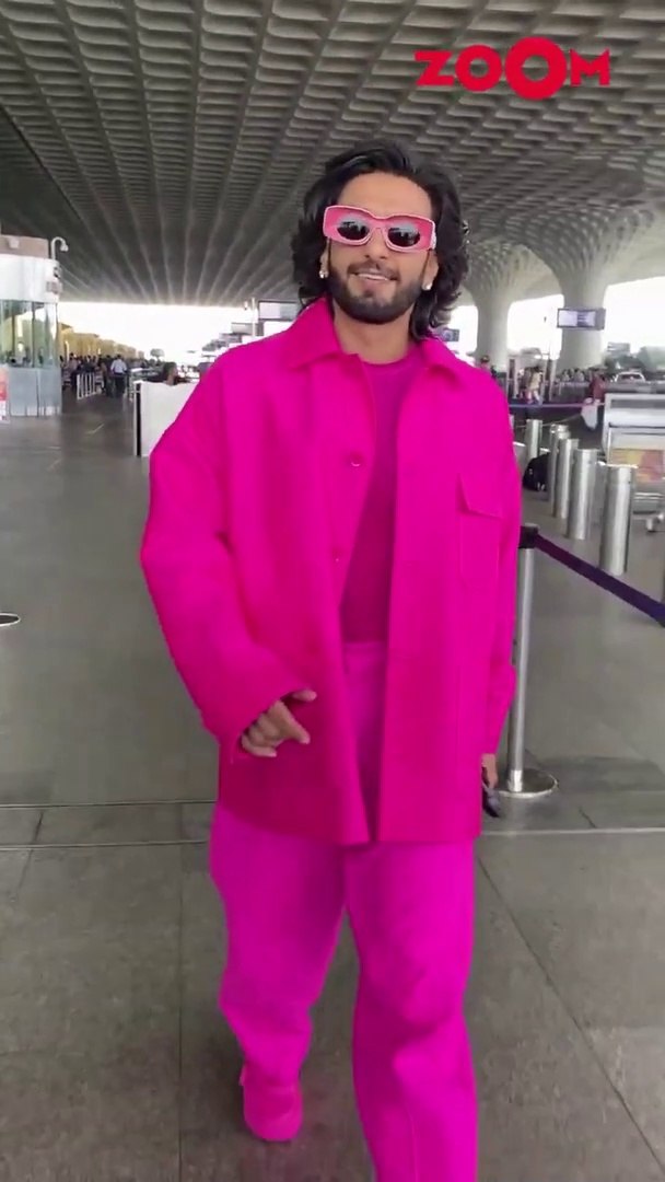 Ranveer Singh chooses a PINK outfit for his airport look! #shorts