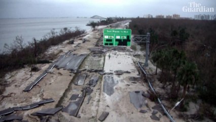 Aerial footage shows destruction and flooding caused by Hurricane Ian