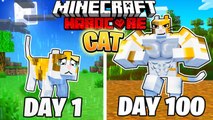 I Survived 100 DAYS as a CAT in HARDCORE Minecraft!