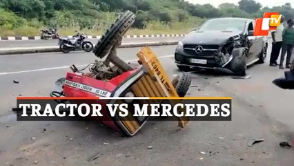 Oops! Tractor Splits Into Two After Collision With Mercedes Car