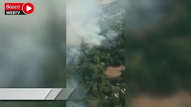 Kaş'ta makilik alandan çıkan yangına müdahale ediliyor