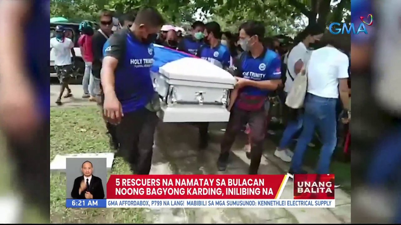 5 rescuers na namatay sa Bulacan noong Bagyong Karding, inilibing na | UB