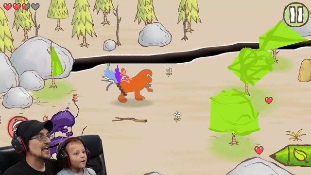 FEATHER BUTT DINOSAUR!! DRAW A STICKMAN EPIC 2 Part 2- Find the Gems! (FGTEEV Chapter 2 Gameplay)