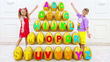 Diana and Roma English Alphabet with Surprise Eggs | ABC