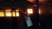 Alev alev yanan evdeki tüp patlaması kamerada