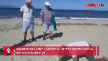 Kuşadası'nda yolunu şaşıran 67 caretta caretta yavrusu denizle buluşturuldu