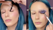 Makeup artist applies mascara as eyeshadow in mesmerizing way