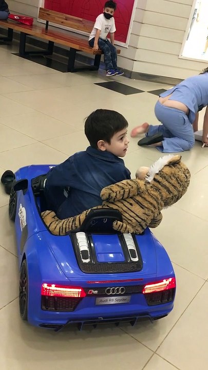 Lady Trips on Kid Driving Toy Car