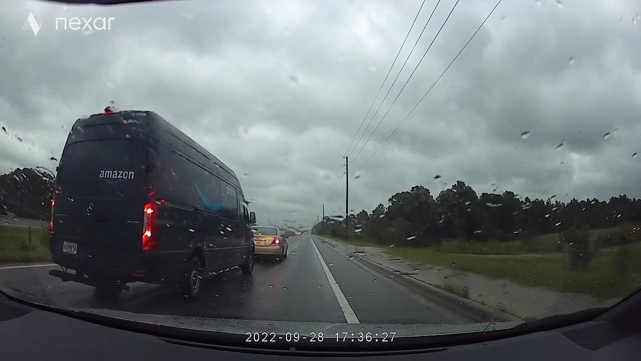Driver Road Rages After Getting Cut Off by Amazon Delivery Van
