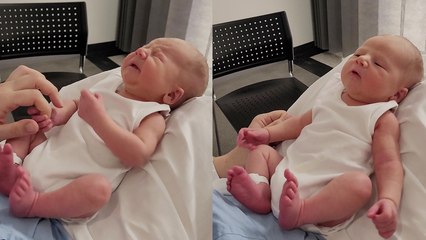 Mom, high on medical drugs, meets her sleepy newborn baby boy *Funny Interaction*