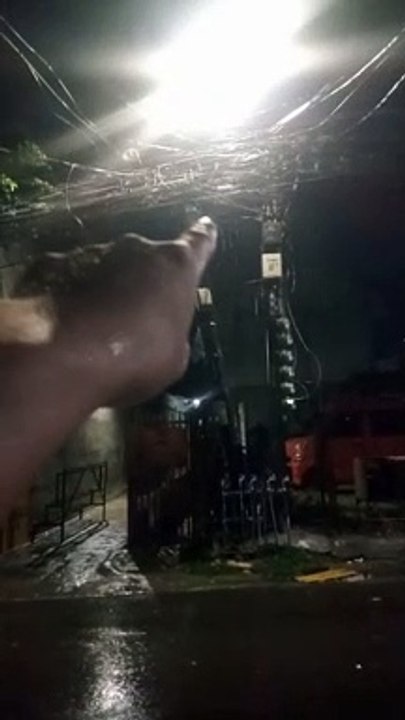 Electric Post Spark Caught on Camera