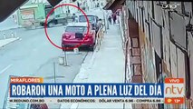 Observe el momento exacto en que antisociales roban una motocicleta a plena luz del día en Miraflores