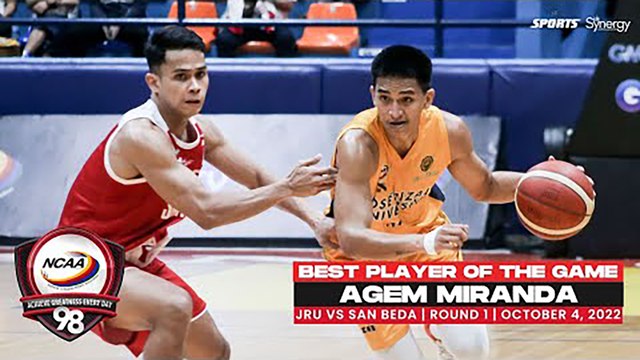 NCAA Season 98 | Best Player: Agem Miranda (JRU vs San Beda) | Men's Basketball Tournament Round 1