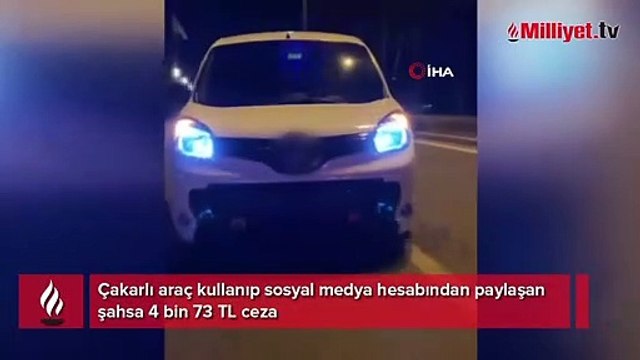 Çakarlı araçla trafiğe çıkıp sosyal medyadan paylaşınca yakayı ele verdi