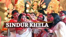 Sindur Khela In Sambalpur During Durga Puja