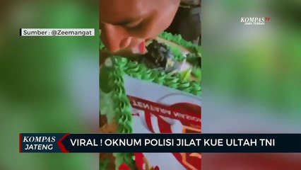 Viral ! Oknum Polisi Jilat Kue Ultah TNI