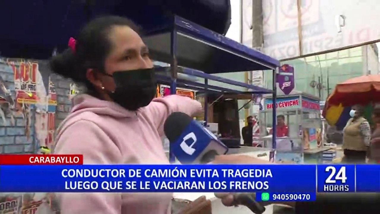 Carabayllo: camión sin frenos choca contra camioneta e invade vereda