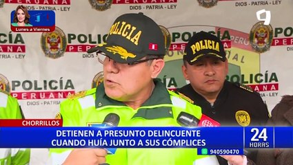 Chorrillos: detienen a presunto delincuente cuando huía junto a sus cómplices
