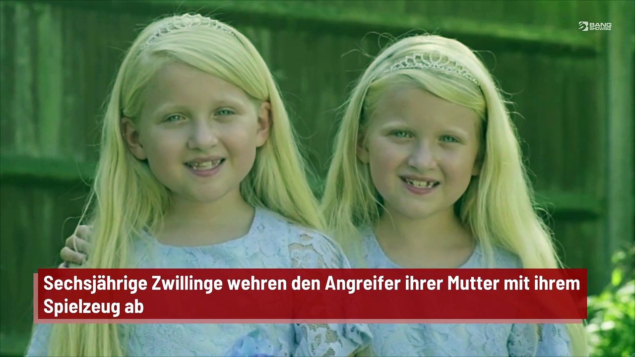 Sechsjährige Zwillinge wehren den Angreifer ihrer Mutter mit ihrem Spielzeug ab