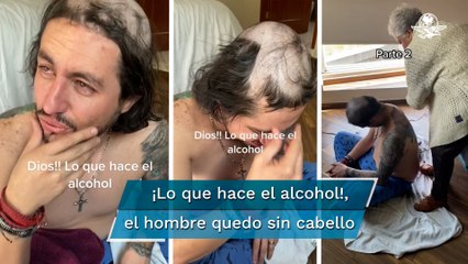 Papá se queda dormido tras beber y sus hijos lo rapan