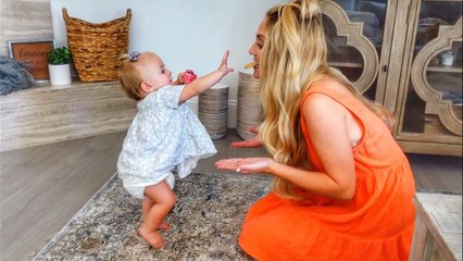 Savannah teaches baby Posie to take her first steps on camera!!! (SO CUTE)