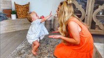 Savannah teaches baby Posie to take her first steps on camera!!! (SO CUTE)