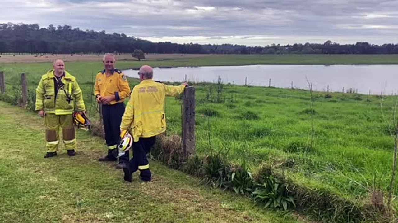 Emergency services on the scene of a fatal helicopter crash at Maitland