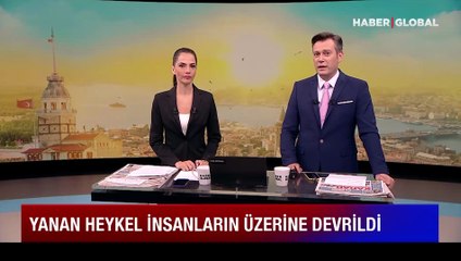 Festivalde büyük kaos: Yanan heykel insanların üzerine devrildi!