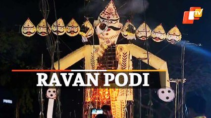 Raavan Podi In Bhubaneswar | Huge Effigy Of Raavan Set On Fire In Jharpada
