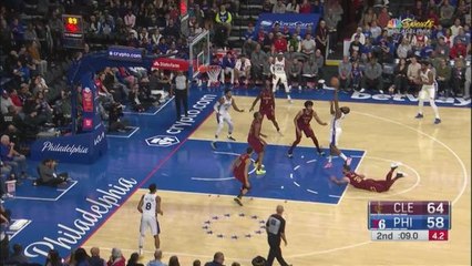 Harden drops defender before hitting floating bank shot