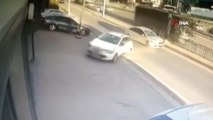 Çekmeköy'de ilginç kaza: Refüjü aşarak yan yola geçen araç, otoparktan çıkan otomobile çarptı