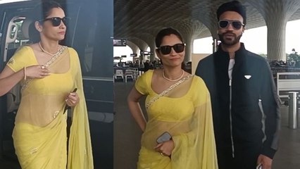 Ankita Lokhande Yellow Saree में दिखी Uncomfortable, बार बार साड़ी संभालते | Boldsky *Entertainment