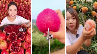 Beautiful Girl Really Like to Eat Garden Fruits  Beautiful Girl Gardening  Fruits video in Tiktok  Sweet Fruits