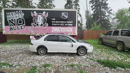Woman films her cars taking a SOLID BEATING at the hands of a hailstorm
