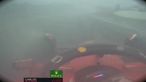 La secuencia del accidente de Carlos Sainz: aquaplaning y el peligro en pista