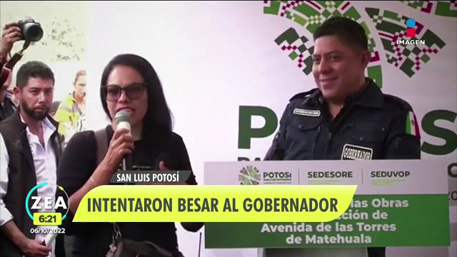 Mujer intenta besar al gobernador de San Luis Potosí