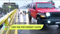 Lluvia y choque provocan caos vial en Circuito Interior, CDMX