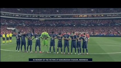 UEFA CHAMPIONS LEAGUE MOMENT OF SILENCE FOR KANJURUHAN MALANG INDONESIA - PRAY FOR KANJURUHAN