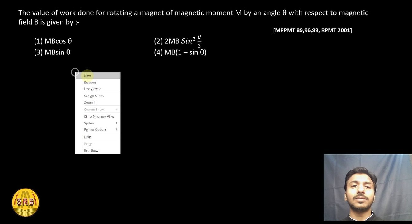 Can a magnetic field do work on a magnetic dipole? What is the formula of magnetic field due to magnetic dipole? What is the formula of work done in magnetic field? What is the magnetic field of a magnetic dipole?