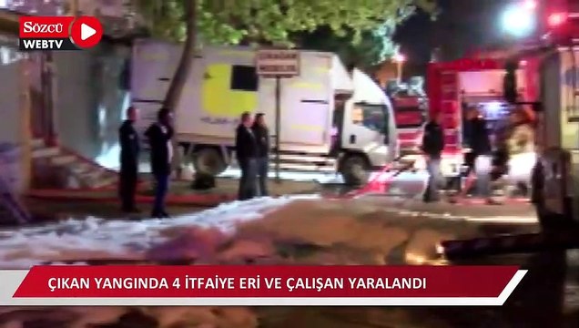 Döşeme atölyesinde çıkan yangında 4 itfaiye eri ve 1 çalışan yaralandı