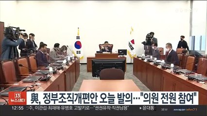 與, 정부조직개편안 오늘 발의…"의원 전원 참여"