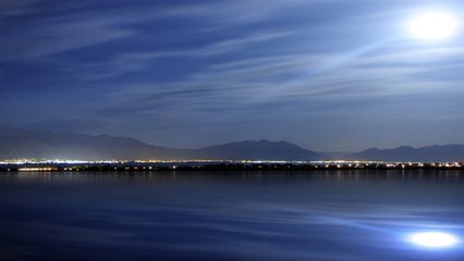 So beautiful sea water night view moon