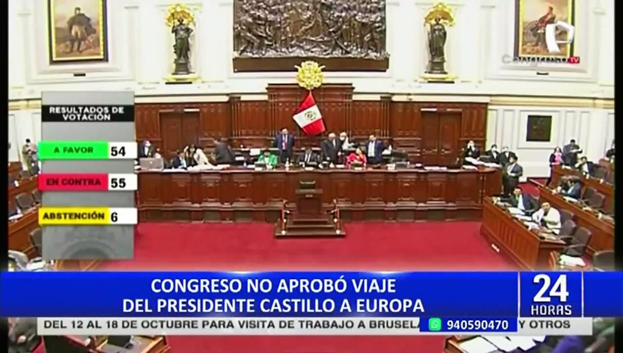Pedro Castillo: Congreso niega permiso al presidente para viajar a Bélgica y El Vaticano