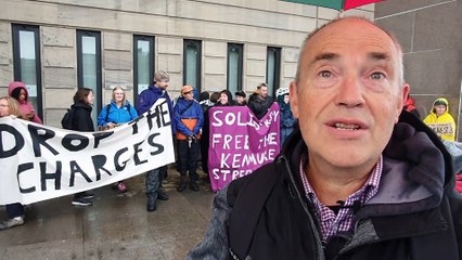 Protest outside Glasgow Sheriff Court as the Kenmure 3 case starts