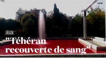 De l'eau rouge coule des fontaines de Téhéran, oeuvre d'un artiste contre la répression en Iran