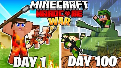 I Survived 100 DAYS of WAR in HARDCORE Minecraft!