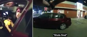 Shocking moment rookie cop opens fire on startled 17-year-old eating a burger with his girlfriend in McDonald's parking lot: San Antonio officer is fired and teen is hopitalized with multiple gunshot wounds