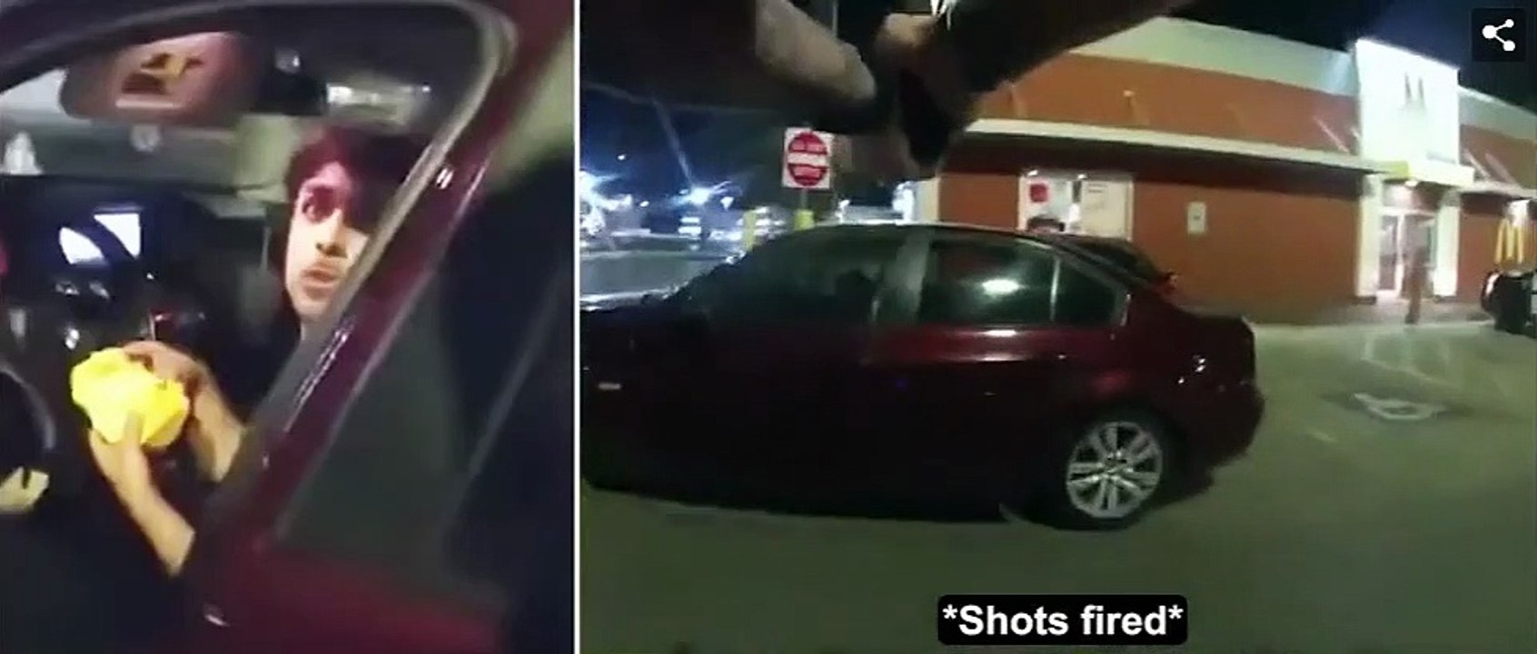 Shocking moment rookie cop opens fire on startled 17-year-old eating a burger with his girlfriend in McDonald's parking lot: San Antonio officer is fired and teen is hopitalized with multiple gunshot wounds