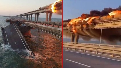 Son Dakika! Ukrayna ordusu bu sabah, Rusya'nın "Yıkılırsa kıyamet olur" dediği Kırım Köprüsü'nü bombaladı