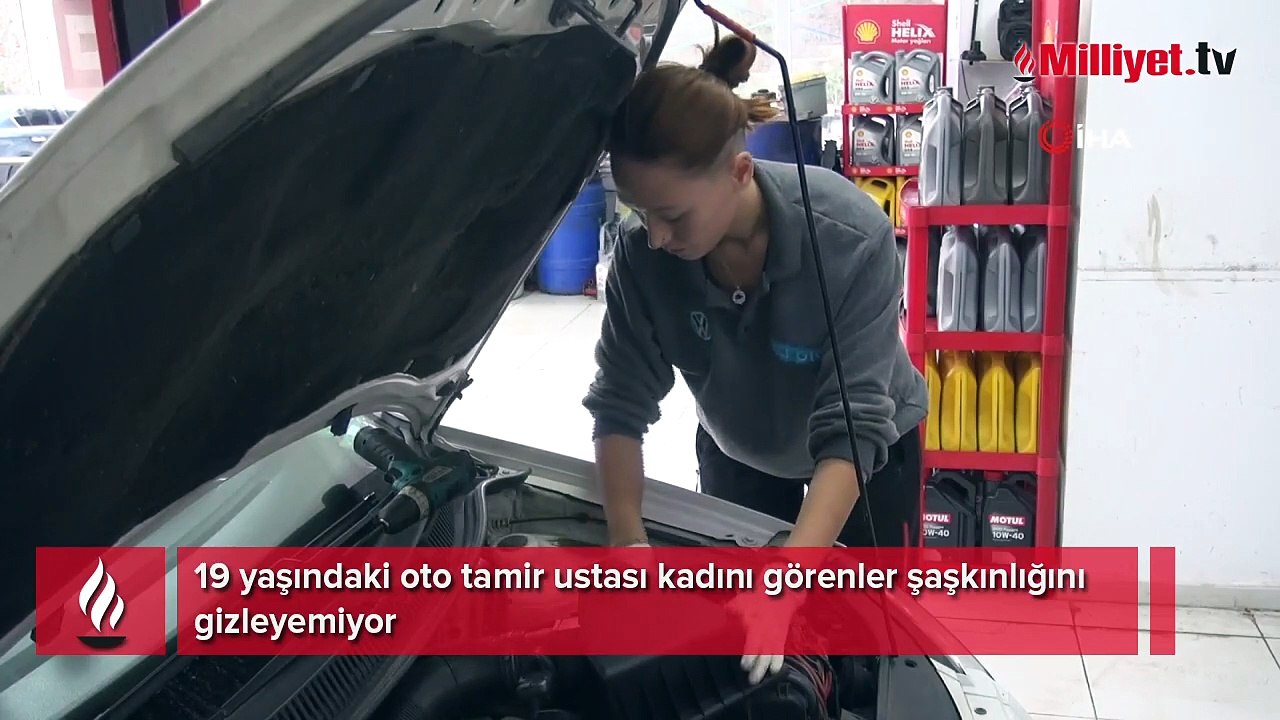 19 yaşındaki oto tamir ustası kadını görenler şaşkınlığını gizleyemiyor